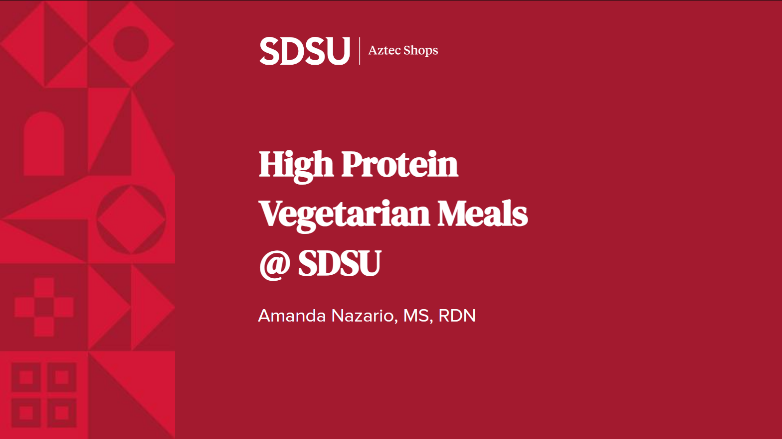 High Protein Vegetarian Meals @ SDSU